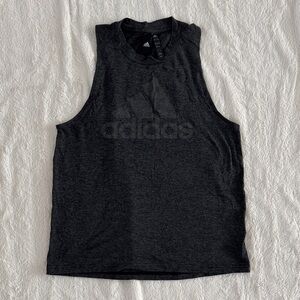 adidas Charcoal Black Sleeveless Logo Tank